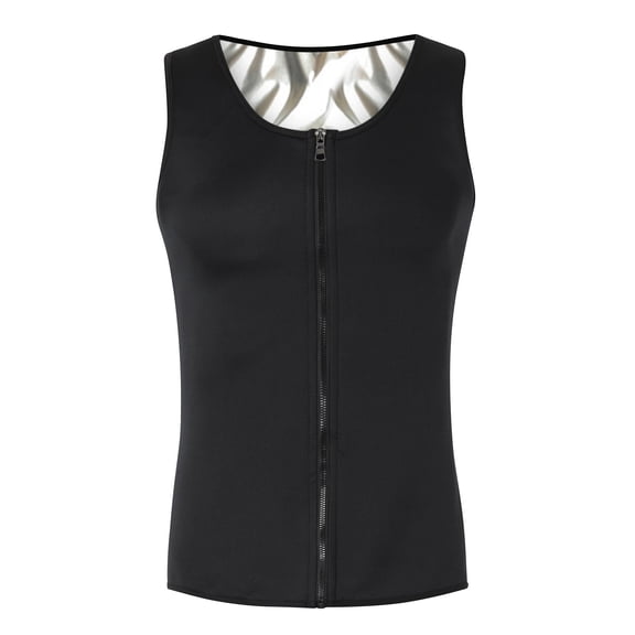 Men's Zipper Sweaty Corset Fitness Vest for Waist Abdomen Training Exercise Yoga Workout Gear with Compression Support Mens Muscle Gym Tank Top Breathable Sleeveless Shirts for Active Men