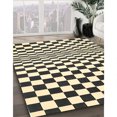 thumbnail image 2 of Ahgly Company Indoor Round Contemporary Khaki Gold Checkered Area Rugs, 8' Round, 2 of 6