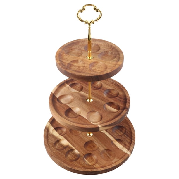 Soporte de madera para huevos de 3 niveles, soporte para guardar huevos, soporte de madera para cupcakes. oro