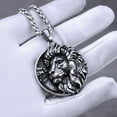 thumbnail image 3 of Fachoice Lion Head Medallion Pendant for Men Punk Lion Mane Necklace, Gothic Lion Totem Necklace Men’s Masculine Lion Animal Jewelry Rock Lion Head Circle Charm Necklace, 3 of 6