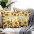 thumbnail image 2 of Summer Sunflower Outdoor Pillow Covers Set of 2 Daisy Butterfly Leaf Yellow White Stripe Waterproof Throw Pillow Case Decorative Square Cushion Cover for Patio Couch Garden Balcony, 24"x24", 2 of 9