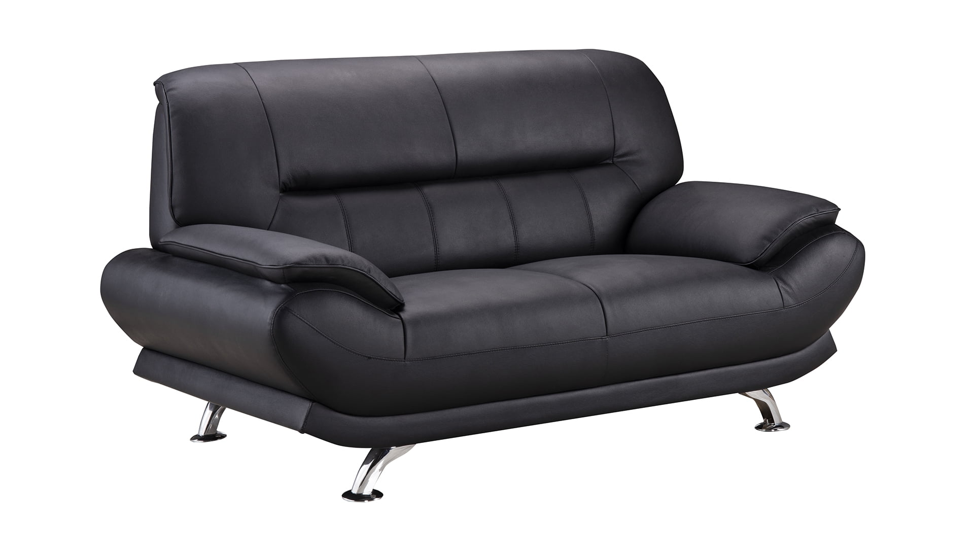 American Eagle EK-B118 Modern Contemporary Black Genuine Leather Loveseat