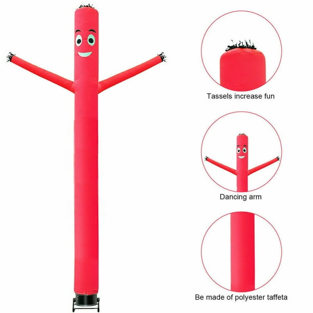 Intbuying Inflatable Dancer Puppet Arm Flailing Tube Man Wacky Wavy Wind Flying Dancing Man For Advertising 20ft Red(No Blower) Red