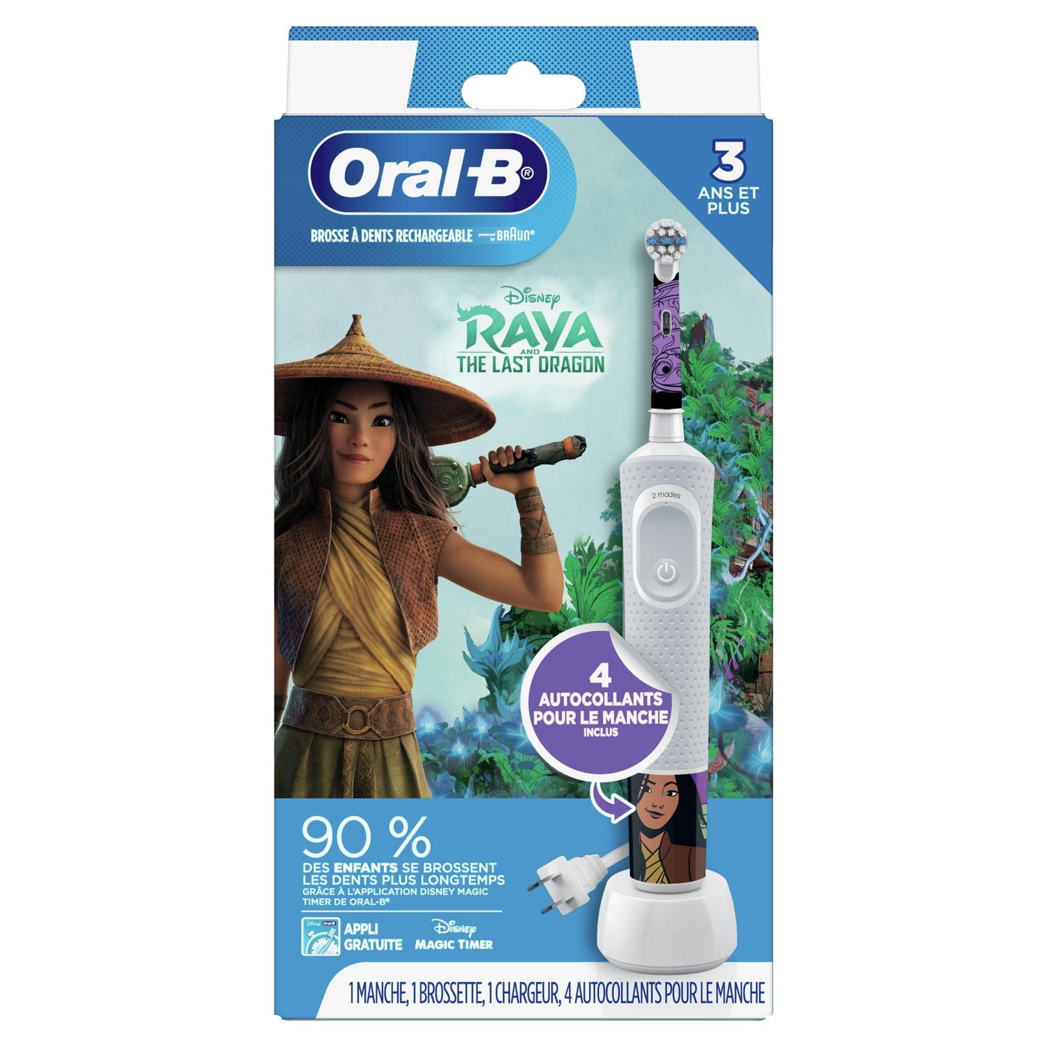 Brosse à dents électrique Oral-B mettant en vedette les personnages de Raya and the Last Dragon de Disney, enfants de 3 ans et plus