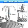 thumbnail image 6 of Nanly Stainless Steel Utility Sink Set, Freestanding Single Bowl Kitchen Sink, Outdoor Sink Station with Hose Hook Up, Hot & Cold Faucet, Storage Shelves for Garage, Restaurant, Kitchen, 6 of 10