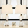 thumbnail image 4 of 27" Glass Table Lamps Set Of 2, 3 Way Dimmable Chrome Bedside Nightstand Lamps With Stacked Clear Glass Ball, Modern End Table Lamp With White Shade For Living Room Bedroom Office, 4 of 8