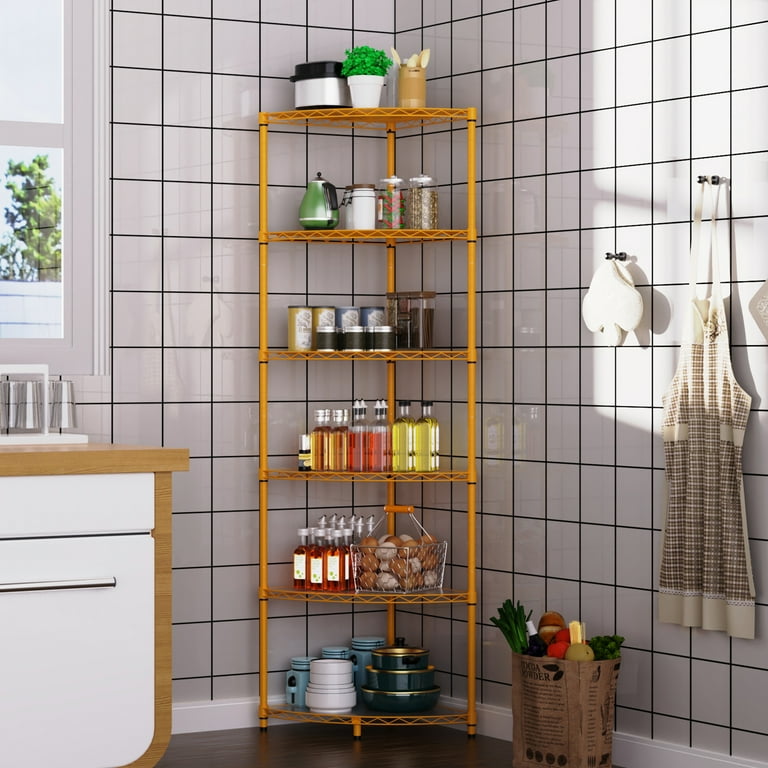 Miniyam 6 Tier NSF Metal Corner Shelf Wire Shelving Unit