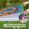 thumbnail image 6 of Colorful Rainbow Tie Dye Spiral Pattern Square Fitted Tablecloth with Elastic Edge,Square Table Cover,Washable Elastic Table Cover for Home Kitchen Party Decor 34"x34", 6 of 6