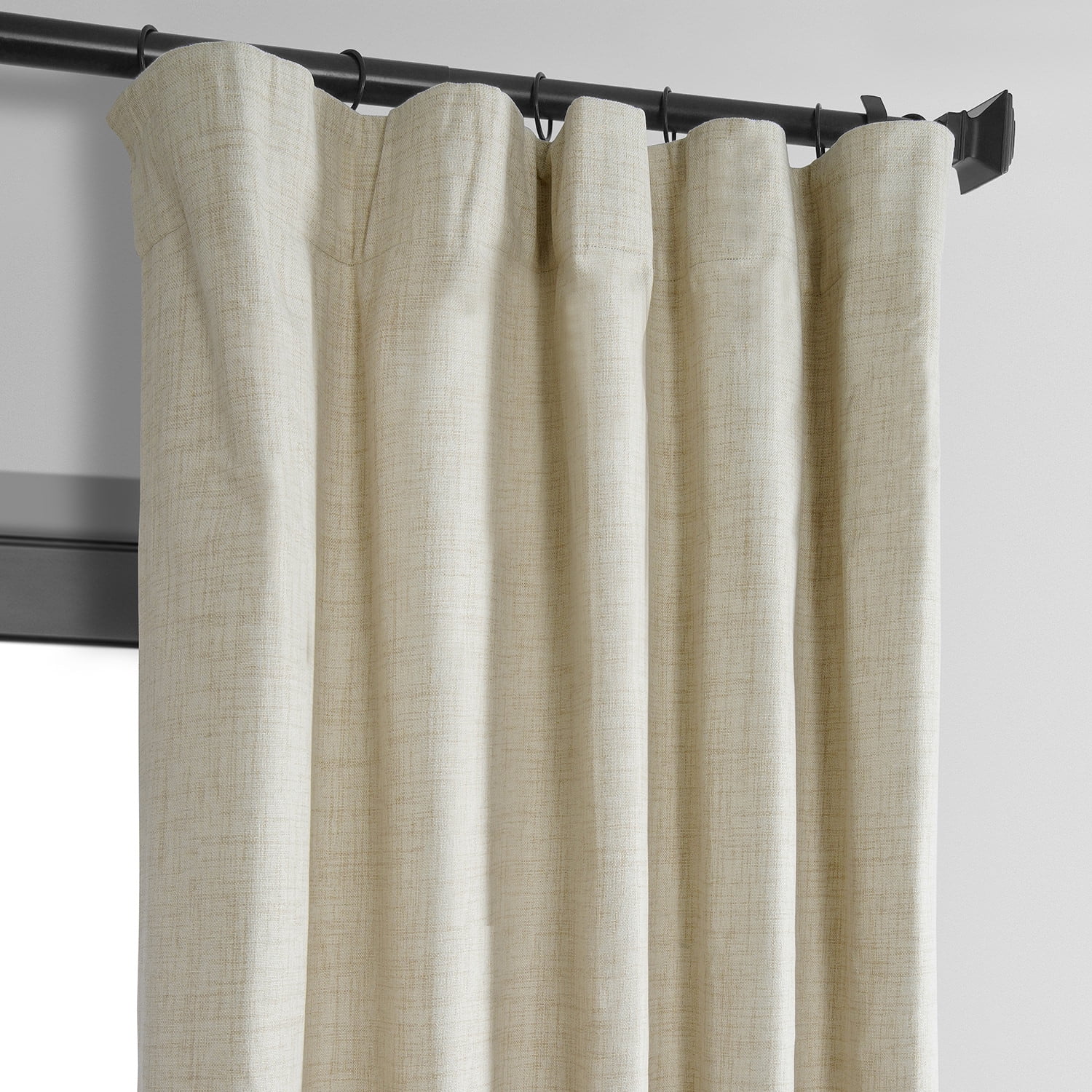 Natural Light Beige Vintage Thermal Cross Linen Weave Blackout Curtain (1 Panel), Natural Light Beige, 50W X 108L