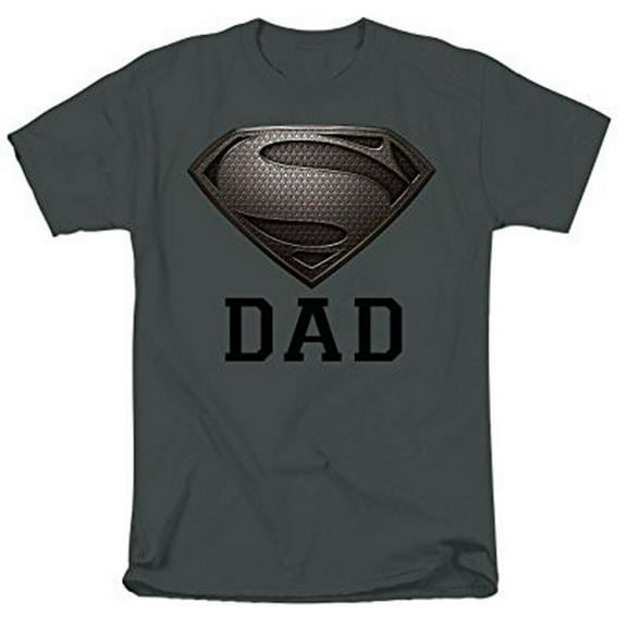 Superman Man of Steel Dad of Steel Gray Super Dad T-Shirt (Small)