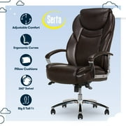 Serta Big & Tall High Back Office Chair, Heavy Duty Weight Rating, Brown Bonded Leather Upholstery