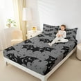 thumbnail image 4 of Manfei Horror Bat Twin Sheet Sets,Halloween Theme Twin Fitted Sheet,Gray Black Flat Sheet For Teens Boys,Super Cozy Room Decor,3-Piece, 4 of 7