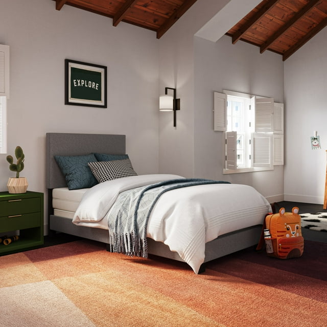 Aura Cadre de Lit en Tissu Rembourré Taille Simple avec Tête de Lit Rembourrée