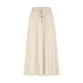 thumbnail image 6 of Womens Maxi Skirt Drawstring Ruffle High Waisted Summer Long Skirts Lightweight Flowy Skirts with Pockets, 6 of 8