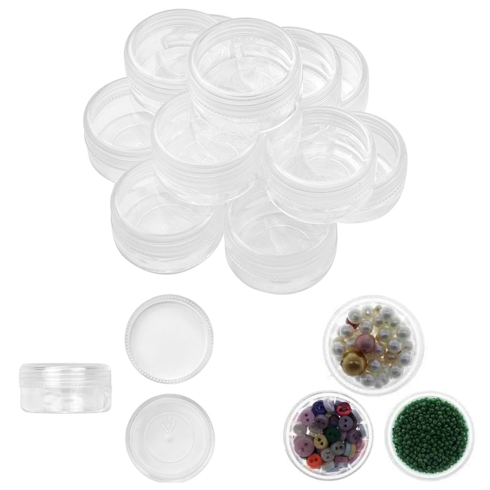 12PC Round Clear Jars Gemstone Storage Plastic Container with Lid ...