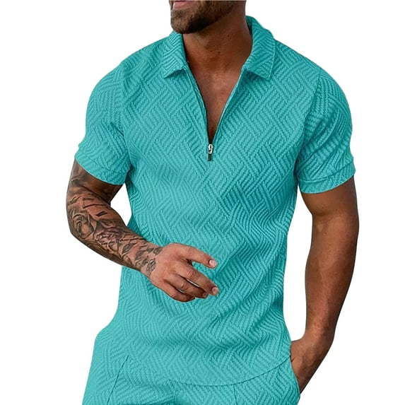 Eashery Mens Causal Button Down Shirts Turn Down Collar Zipper Mens Top Shirts Mint Green M