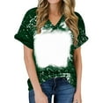 thumbnail image 2 of Moxiu Blank Bleached Sublimation Shirts for Women Casual Loose Short Sleeve Polyester Summer Tops Cute Graphic Tee Tops Army Green,M, 2 of 6