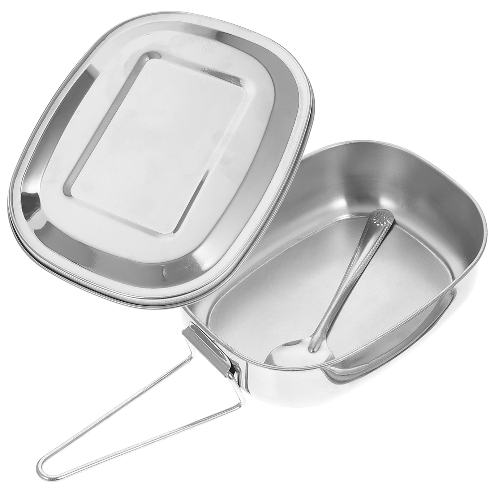 HOMEMAXS 1 Set Stainless Steel Single Layer Lunch Box Outdoor Food