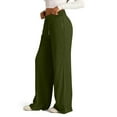 thumbnail image 6 of Resicozy Oversized Wide Leg Sweatpants Women Baggy Lightweight High Waisted Athletic Pants with Pockets Y2k Causal Palazzo Pant Army Green M, 6 of 6