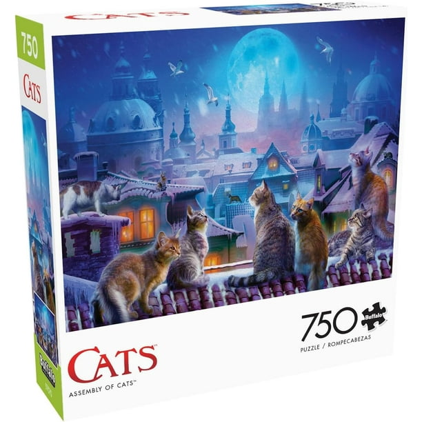 Puzle Buffalo Games con forma de ensamblaje de gatos, 750 piezas, 61 x 46 cm