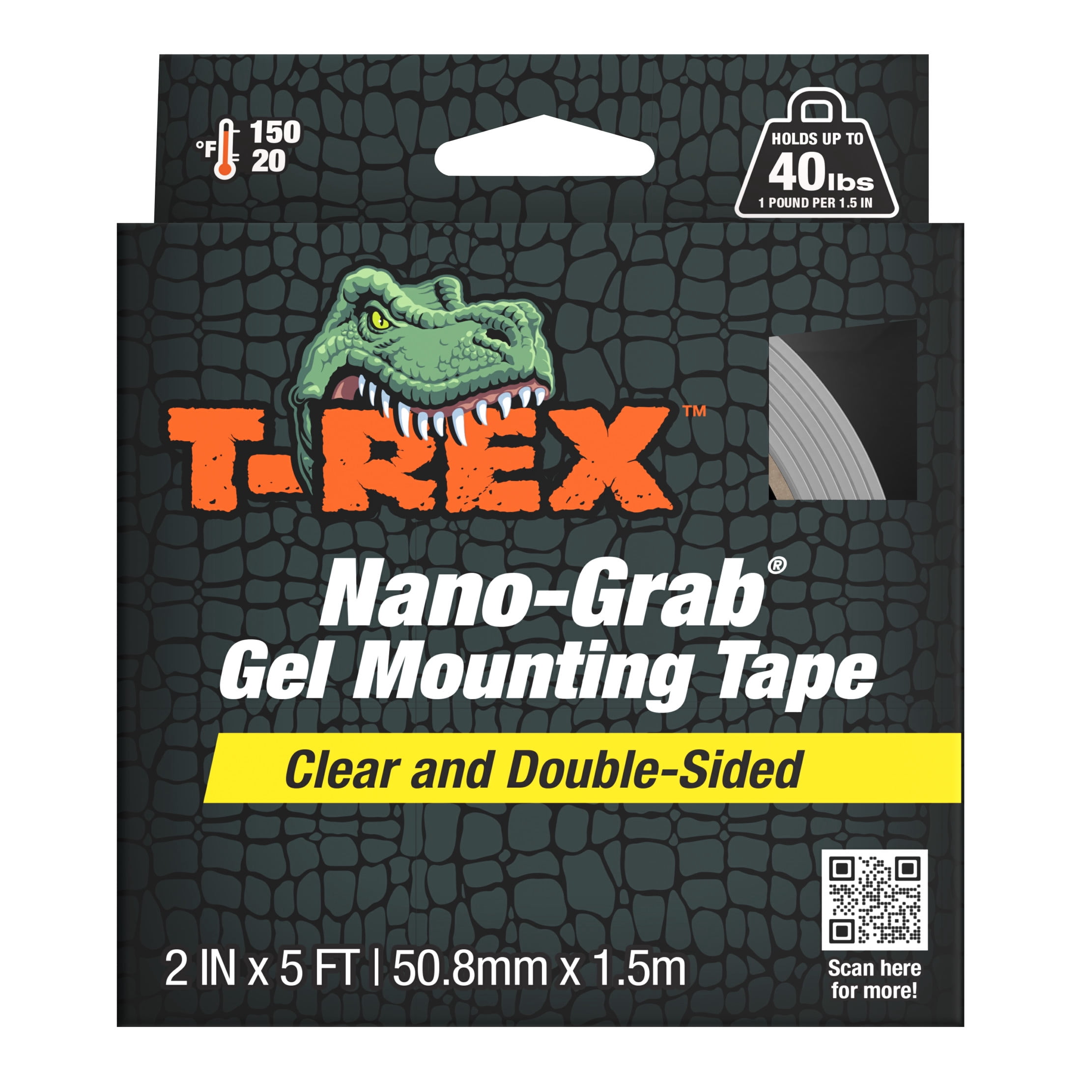 T-Rex Strength Nano-Grab Gel Tape, 1 Pack, 2 in. x 5 ft.