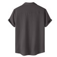 thumbnail image 5 of Mens T-shirts Mens Summer Summer Casual Lapel Solid Color Short Sleeved Button Linen Shirt Clothing Loose Fit Men Short Sleeve Yoga Shirt T Men Long Tees Sleeve Extra Long Grey 3XL, 5 of 9