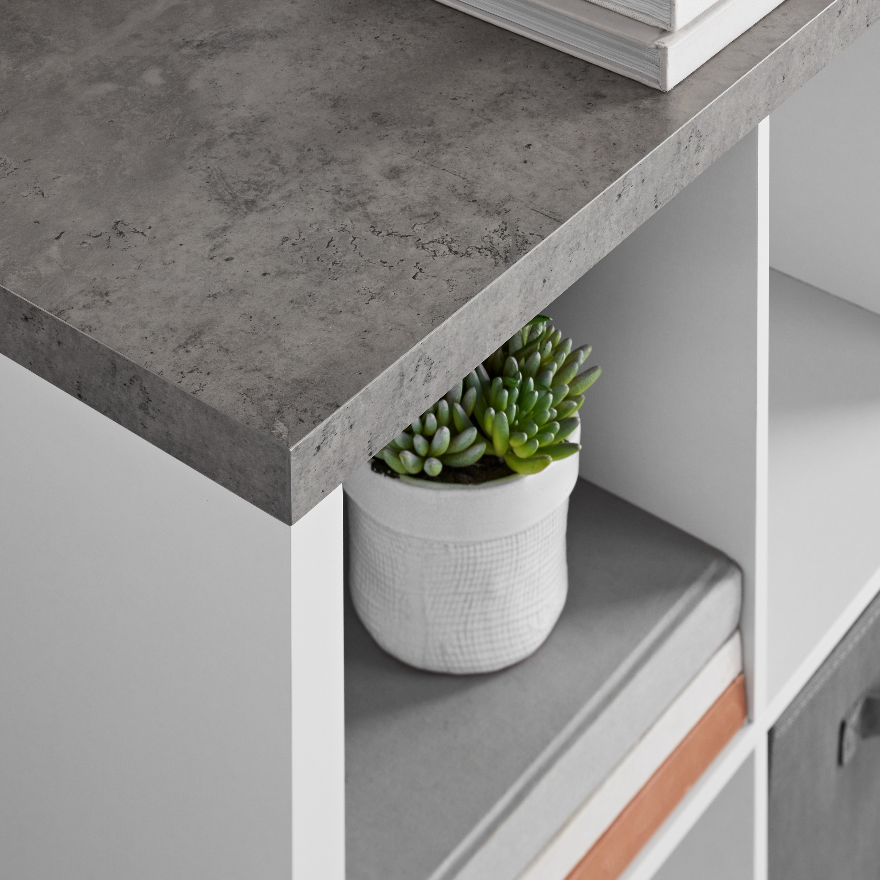Build Your Own Furniture 6-Cube Organizer, White with Faux Concrete Top - image 4 of 6