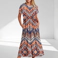 thumbnail image 1 of Ovzne Robes Grande Taille pour Femmes Courbes Robe pour Femme Mode Féminine Manches Longues Col Rond T-Shirt Imprimé Blouse Ample Robe Manches Courtes Imprimée Liquidation, 1 of 5