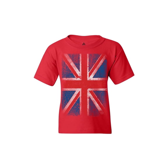 Shop4Ever Kids Union Jack British Flag UK Graphic Child's Youth T-Shirt Small Red