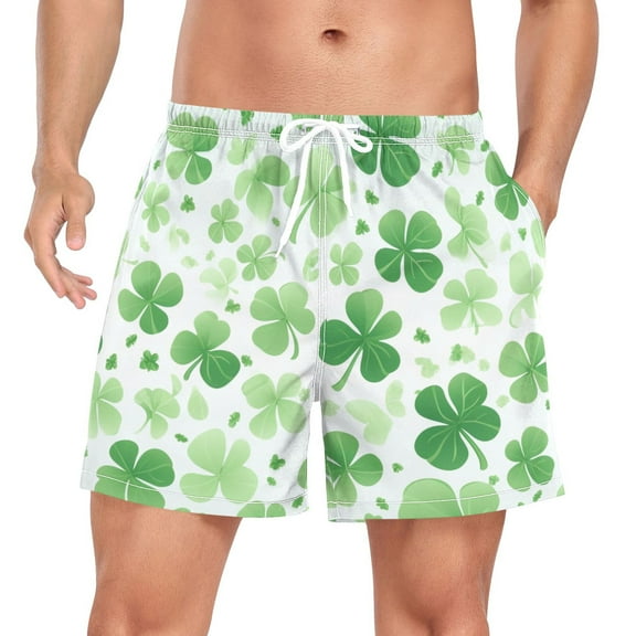 ALAZA Men's Swim Trunks Beach Shorts St Patrick Clover-a1 Lightweight Athletic Bathing Suits M