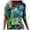 Blue, variant on Ichuanyi Womens Tops Plus Size Women Short Sleeve Printed V-Neck Tops Tee T-Shirt Blouse