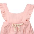thumbnail image 3 of Baby Girls Romper Solid Color Ruffle Sleeveless Backless+Headband Outfits Clothes, 3 of 5