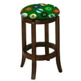 thumbnail image 1 of The Furniture King Wood Bar Stool Espresso Finish 24" Tall Kitchen Game Room Stool with Your Favorite Novelty Theme Fabric Covered Swivel Seat Cushion (Pool Balls Fleece), 1 of 1