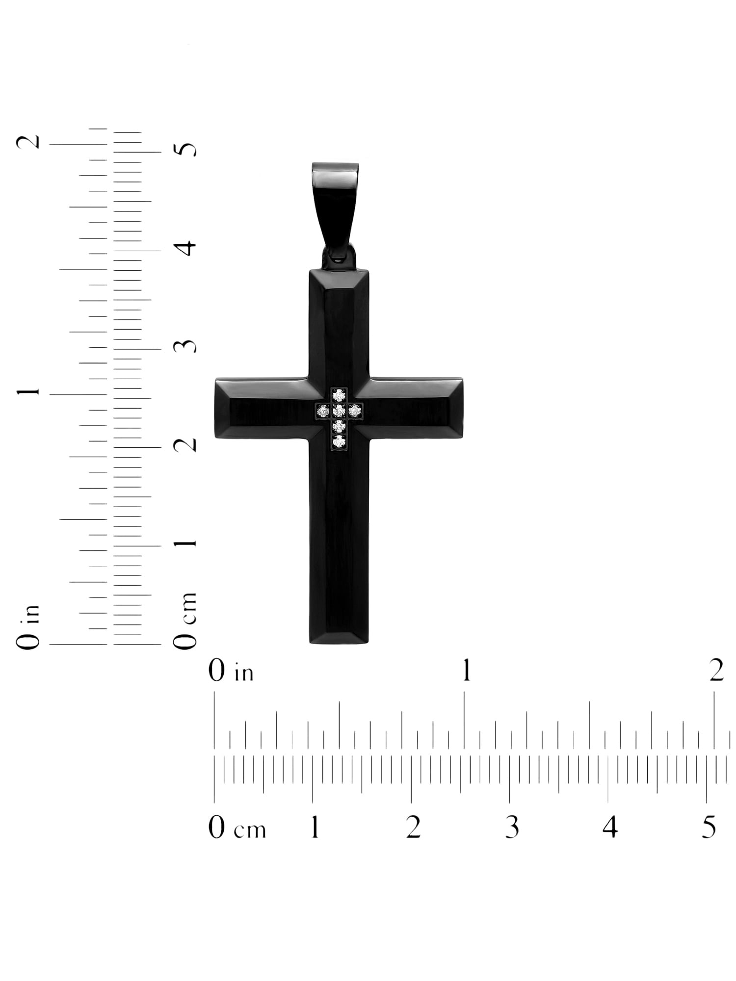 Brilliance Fine Jewelry Men's Black IP Stainless Steel Diamond Accent Cross - Mens Pendant Necklace Chain