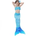 thumbnail image 3 of Children Girls Mermaid Tail Set Vacation Swimwear Swimsuit blue 110cm, 3 of 10