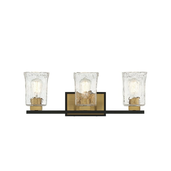 Sidney 3-Light Bathroom Vanity Light in Matte Black with Warm Brass Accents