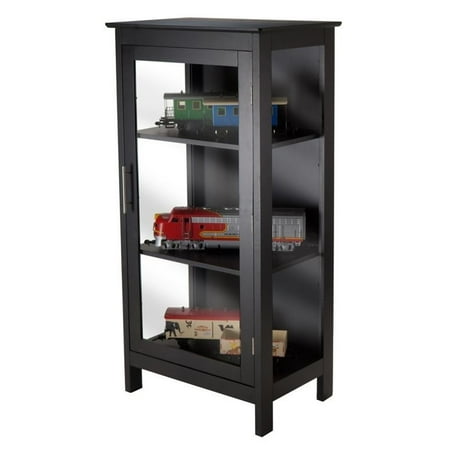 Winsome Wood Poppy Display Cabinet, Glass Door, Black Finish