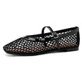thumbnail image 1 of Zapatos planos Rihero, zapatillas de ballet de malla negra para mujer, talla 6.5, 1 of 6