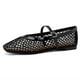 thumbnail image 1 of Zapatos planos Rihero, zapatillas de ballet de malla negra para mujer, talla 6.5, 1 of 6