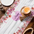 thumbnail image 3 of Mother's Day Table Runner 90 Inches, Spring Floral Purple Love Heart Wood Grain Bed Runner Dresser Scarves Tabletop for Indoor Outdoor Parties/Ceremony/Banquet, 13" x 90", 3 of 9