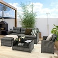thumbnail image 4 of Gymax Ensemble de Conversation pour Patio en Rotin 4 Pcs, Ensemble de Canapé Sectionnel d'Extérieur, 4 of 10