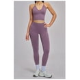 thumbnail image 4 of PISONIC 2 Piece Workout Sets for Women Cross Back V Neck Tank Top Matching High Waist Leggings Gym Sets, 4 of 5