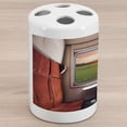 thumbnail image 1 of Nature Ceramic Toothbrush Holder, Fresh Nature Setting from Train Compartment Window Railroad Destination Travel, Versatile Countertop for Bathroom, 4.5" X 2.7", Red Green Cream, by Ambesonne, 1 of 4