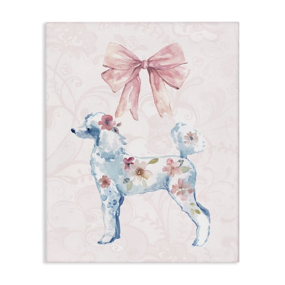 Stupell Industries Pastel Floral Dog Animals Painting Wrapped Canvas Canvas Art Print Wall Art, 16 x 20