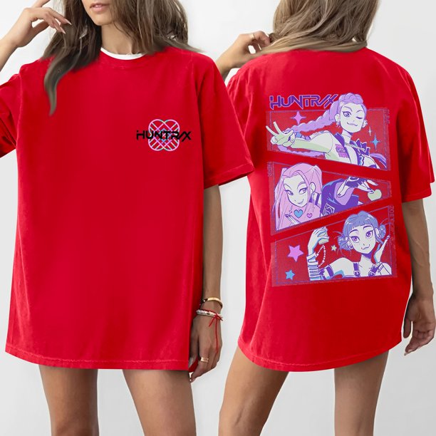 Pop cazadora para niña Hunters Boys Girls Fashion Round-Neck Group Panels T Shirt (Red)