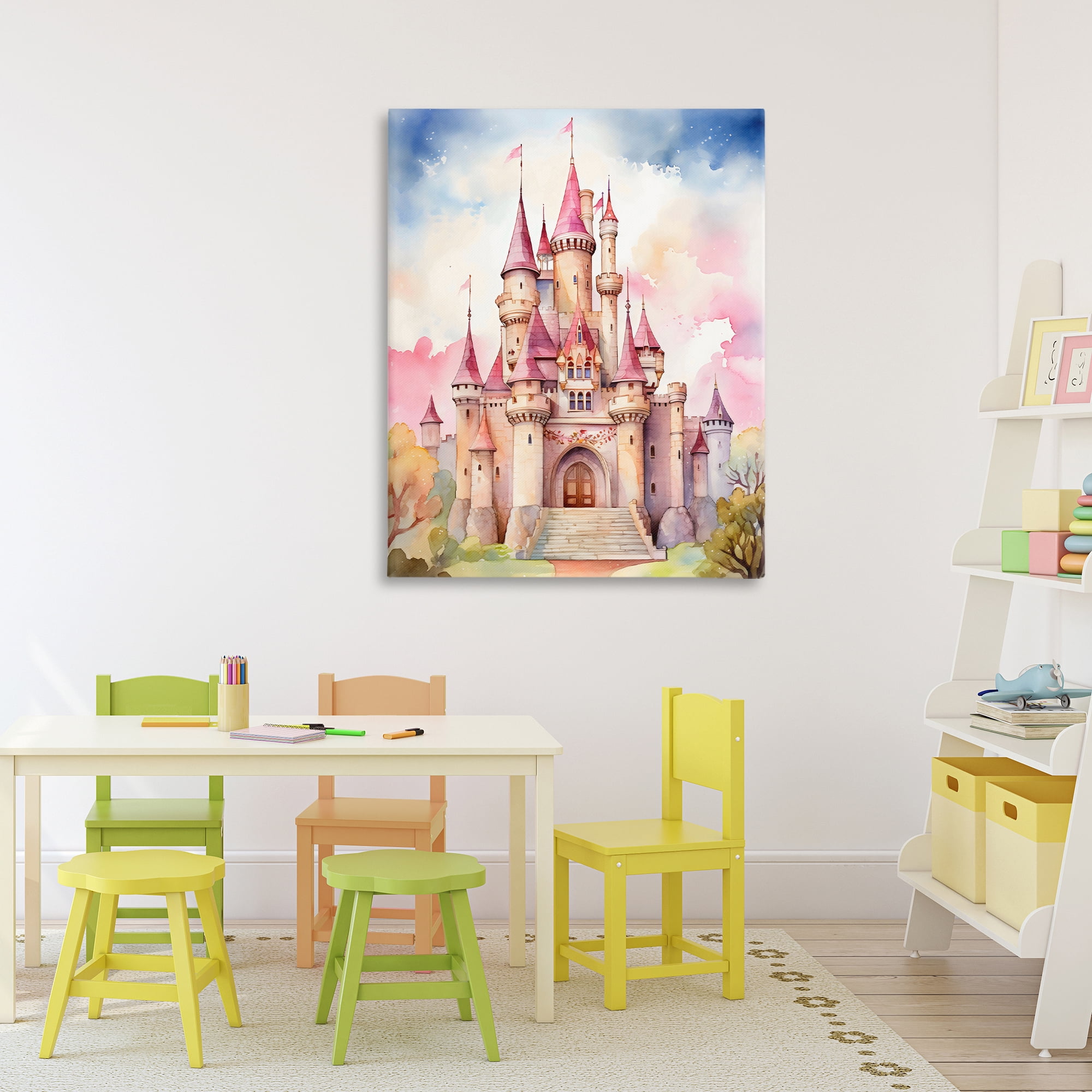 Stupell Industries Princess Castle Watercolor Portrait Canvas Wall Art, design by Creative Studio
