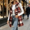 thumbnail image 7 of Women's Casual Oversized Plaid Vest Large Lapel Sleeveless Open Front Cardigan Vest, 7 of 7