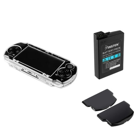 Insten Clear Hard Case + Rechargeable Battery + Back Door Cover Gift Pack for SONY PSP 3000