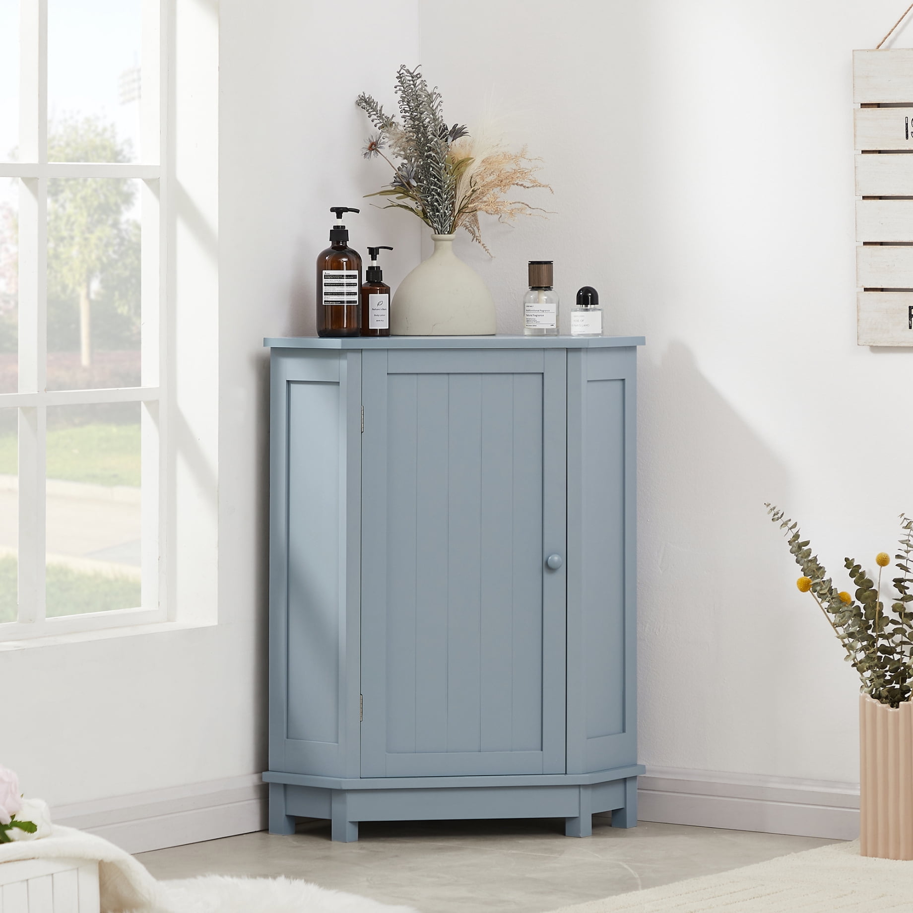 3 Tier Bathroom Storage Cabinet with Ceramic knobs, Freestanding ...