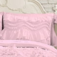 thumbnail image 3 of D.N.G. BEDDINGS 800 Thread Counts, 100% Egyptian Cotton, 550 GSM Microfiber filled Quilt Ruffled With Small Pom Pom Textured 1 Piece Oversized Super King Size Comforter, Light Pink, 3 of 6